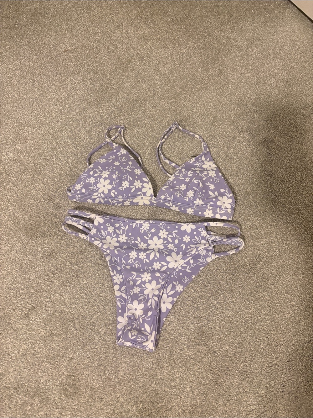 SHEIN Lavender Floral Triangle Bikini Set